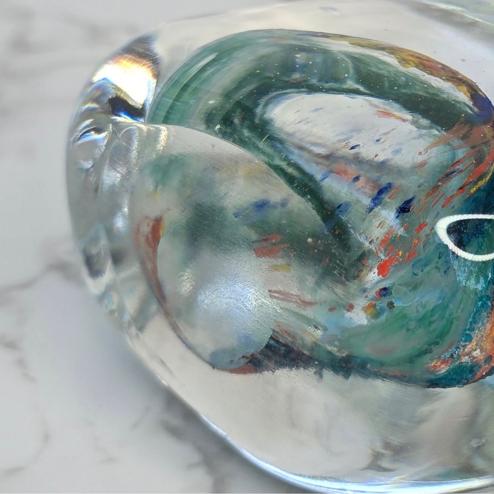 Vintage Art Glass Dolphin Paperweight Ocean Reef Figurine Blue Clear 3in - Picture 6 of 9